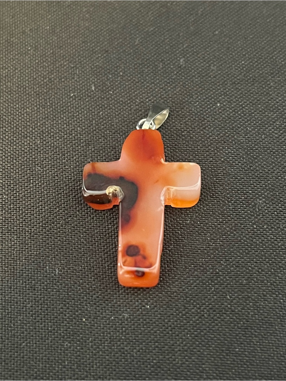Carnelian Cross Pendant with Sterling Bail